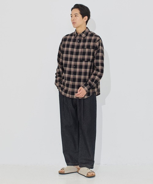 coca(coca)(コカ)の「チェック長袖シャツ(シャツ/ブラウス・メンズ・ライトブルー/ブラック・XL/M/L)」の8枚目の写真