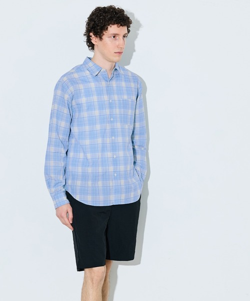 coca(coca)(コカ)の「チェック長袖シャツ(シャツ/ブラウス・メンズ・ライトブルー/ブラック・XL/M/L)」の7枚目の写真