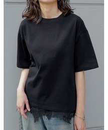 裾レースレイヤード風半袖Tシャツ