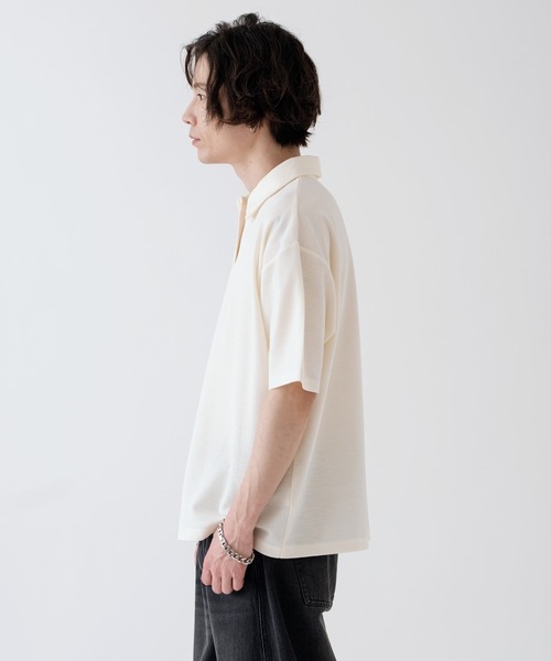 NULL(ヌル)の「【nl】【Unisex】鹿の子 スキッパーポロシャツ(ポロシャツ・メンズ・グレイッシュベージュ/ネイビー/アイボリー・MEDIUM/LARGE)」の18枚目の写真