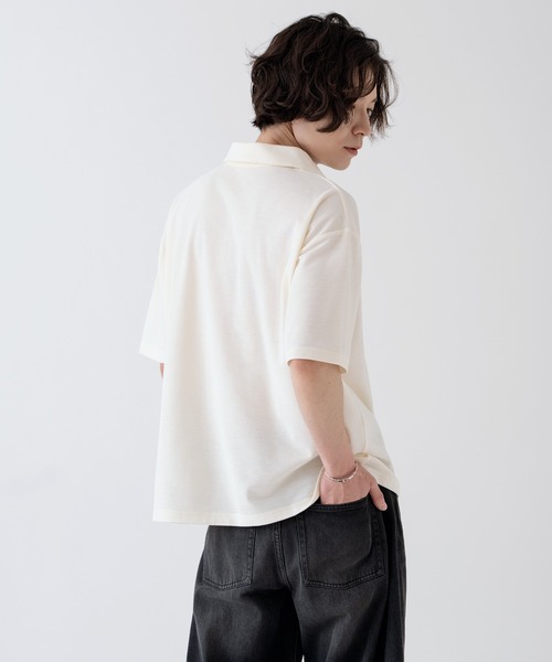 NULL(ヌル)の「【nl】【Unisex】鹿の子 スキッパーポロシャツ(ポロシャツ・メンズ・グレイッシュベージュ/ネイビー/アイボリー・MEDIUM/LARGE)」の19枚目の写真