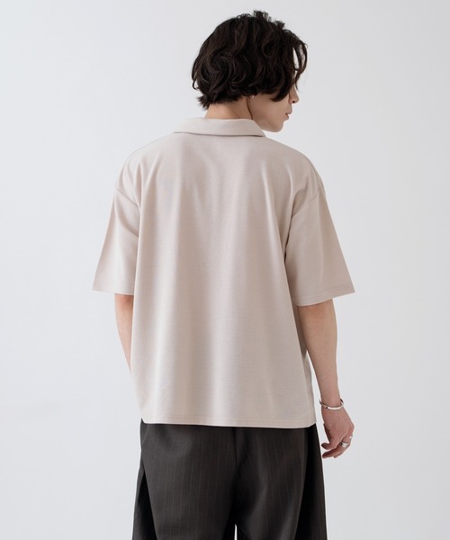 NULL(ヌル)の「【nl】【Unisex】鹿の子 スキッパーポロシャツ(ポロシャツ・メンズ・グレイッシュベージュ/ネイビー/アイボリー・MEDIUM/LARGE)」の14枚目の写真