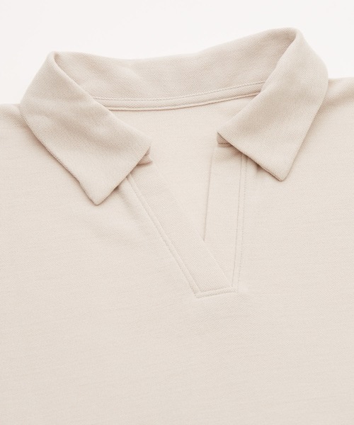 NULL(ヌル)の「【nl】【Unisex】鹿の子 スキッパーポロシャツ(ポロシャツ・メンズ・グレイッシュベージュ/ネイビー/アイボリー・MEDIUM/LARGE)」の9枚目の写真