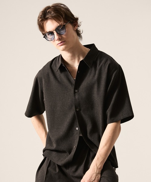 CLEL(クレイル)の「【CLEL】Linen Blend Short Sleeve Shirt / リネンブレンド 半袖シャツ(シャツ/ブラウス・メンズ・ブラック系/ブラック/ナチュラル・L/XS/M/S)」の4枚目の写真