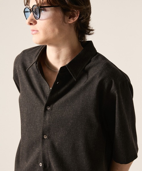 CLEL(クレイル)の「【CLEL】Linen Blend Short Sleeve Shirt / リネンブレンド 半袖シャツ(シャツ/ブラウス・メンズ・ブラック系/ブラック/ナチュラル・L/XS/M/S)」の6枚目の写真