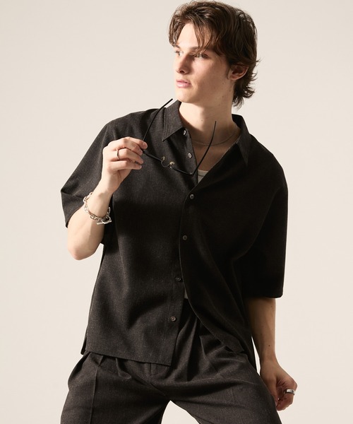 CLEL(クレイル)の「【CLEL】Linen Blend Short Sleeve Shirt / リネンブレンド 半袖シャツ(シャツ/ブラウス・メンズ・ブラック系/ブラック/ナチュラル・L/XS/M/S)」の7枚目の写真