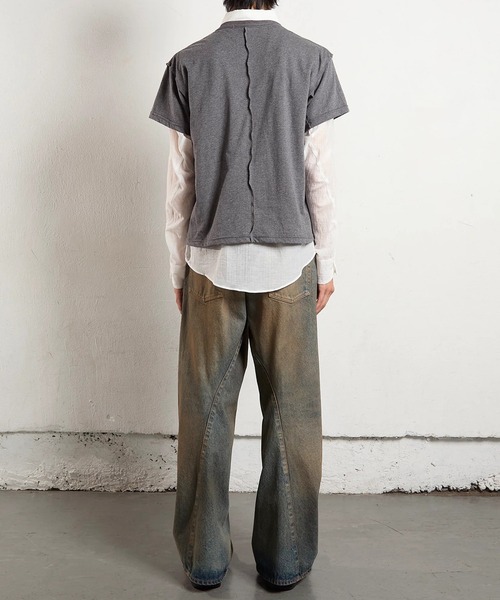 NVRFRGT(ネヴァーフォーゲット)の「【NVRFRGT】3D TWISTED WIDE LEG JEANS(デニムパンツ・メンズ・インディゴブルー/ブラック・1/3/2)」の4枚目の写真