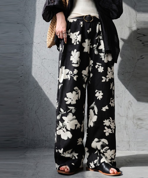 antiqua(アンティカ)の「花柄 ワイドパンツ(その他パンツ・レディース・ブラック・MEDIUM/LARGE)」の3枚目の写真