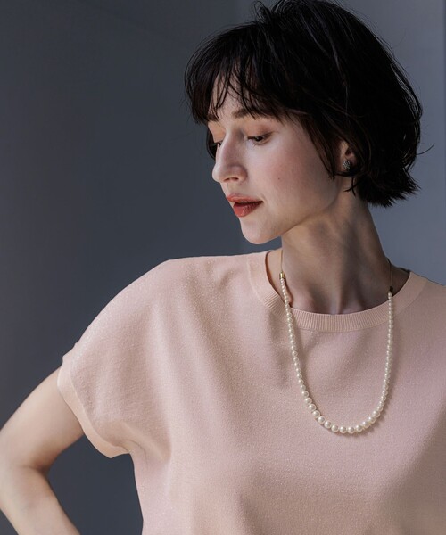 23区 L(ニジュウサンクオオキイサイズ)の「レーヨンポリエステルストレッチ プルオーバー ラメ ニット(ニット/セーター・レディース・ダークブラウン系/ゴールド系/スカイブルー系/ピンク系・44/46)」の6枚目の写真