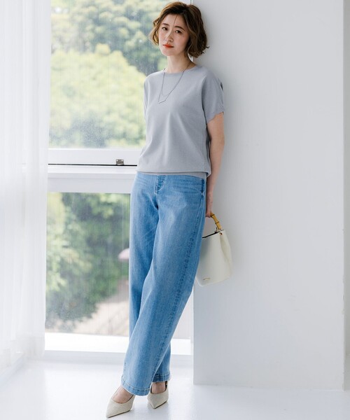 23区 L(ニジュウサンクオオキイサイズ)の「レーヨンポリエステルストレッチ プルオーバー ラメ ニット(ニット/セーター・レディース・ダークブラウン系/ゴールド系/スカイブルー系/ピンク系・44/46)」の11枚目の写真
