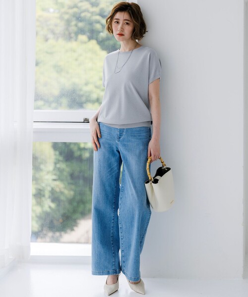 23区 L(ニジュウサンクオオキイサイズ)の「レーヨンポリエステルストレッチ プルオーバー ラメ ニット(ニット/セーター・レディース・ダークブラウン系/ゴールド系/スカイブルー系/ピンク系・44/46)」の12枚目の写真