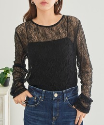 【MAISON BREEZE】クルーネック レースプルオーバー レイヤード XNN