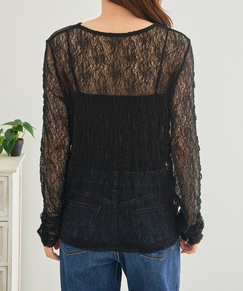 MAISON BREEZE(メゾンブリーズ)の「【MAISON BREEZE】クルーネック レースプルオーバー レイヤード XNN(Tシャツ/カットソー・レディース・ブラック/ホワイト・FREE)」の5枚目の写真