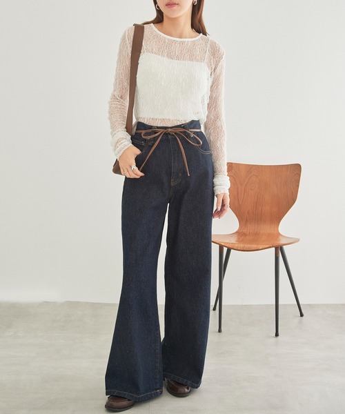 MAISON BREEZE(メゾンブリーズ)の「【MAISON BREEZE】クルーネック レースプルオーバー レイヤード XNN(Tシャツ/カットソー・レディース・ブラック/ホワイト・FREE)」の12枚目の写真