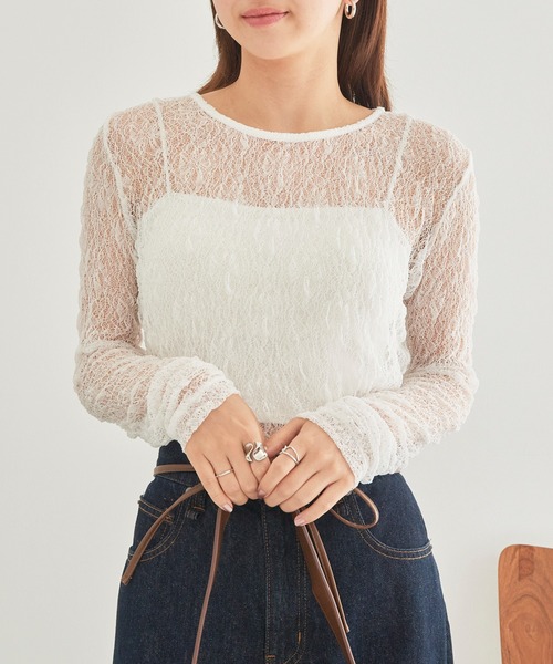 MAISON BREEZE(メゾンブリーズ)の「【MAISON BREEZE】クルーネック レースプルオーバー レイヤード XNN(Tシャツ/カットソー・レディース・ブラック/ホワイト・FREE)」の16枚目の写真