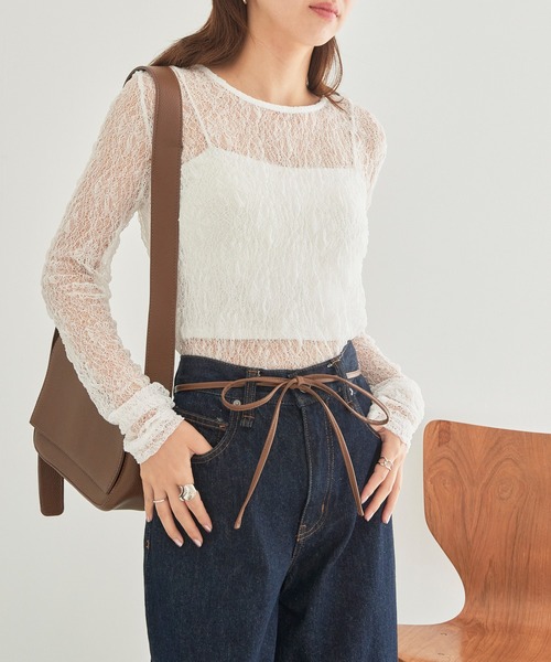 MAISON BREEZE(メゾンブリーズ)の「【MAISON BREEZE】クルーネック レースプルオーバー レイヤード XNN(Tシャツ/カットソー・レディース・ブラック/ホワイト・FREE)」の15枚目の写真
