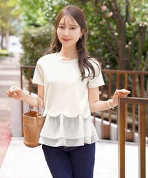 le reve vaniller（ル レーヴ ヴァニレ）の「裾スカラップ 異素材 ヘム ペプラム カットソー le reve vaniller（Tシャツ/カットソー）」