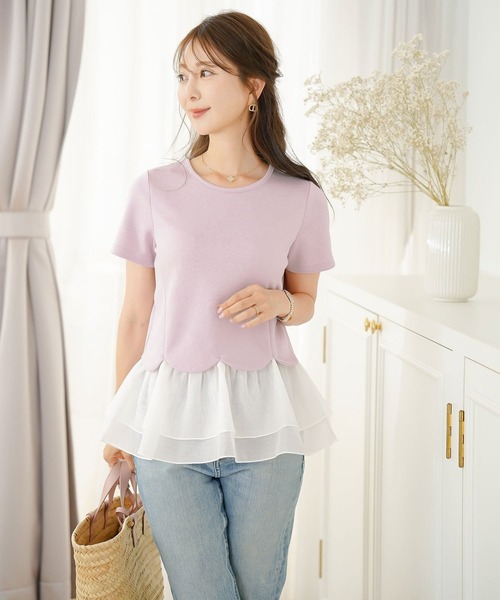 le reve vaniller(ル レーヴ ヴァニレ)の「裾スカラップ 異素材 ヘム ペプラム カットソー le reve vaniller(Tシャツ/カットソー・レディース・サックスブルー/ピンク/ホワイト/ネイビー/ラベンダー・M)」の22枚目の写真