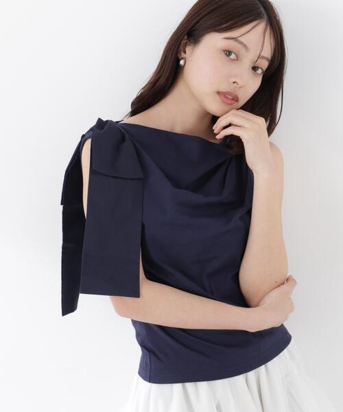 PROPORTION BODY DRESSING(プロポーションボディドレッシング)の「アシメリボンカットソー / 1216260601(Tシャツ/カットソー・レディース・ホワイト系その他/レッド/ネイビー・SMALL/MEDIUM)」の3枚目の写真