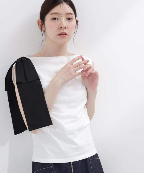 PROPORTION BODY DRESSING(プロポーションボディドレッシング)の「アシメリボンカットソー / 1216260601(Tシャツ/カットソー・レディース・ホワイト系その他/レッド/ネイビー・SMALL/MEDIUM)」の12枚目の写真