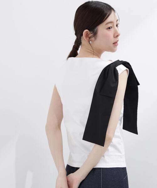 PROPORTION BODY DRESSING(プロポーションボディドレッシング)の「アシメリボンカットソー / 1216260601(Tシャツ/カットソー・レディース・ホワイト系その他/レッド/ネイビー・SMALL/MEDIUM)」の13枚目の写真