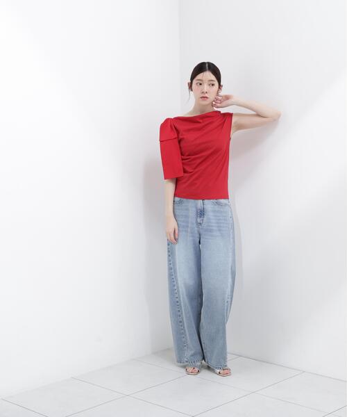 PROPORTION BODY DRESSING(プロポーションボディドレッシング)の「アシメリボンカットソー / 1216260601(Tシャツ/カットソー・レディース・ホワイト系その他/レッド/ネイビー・SMALL/MEDIUM)」の4枚目の写真