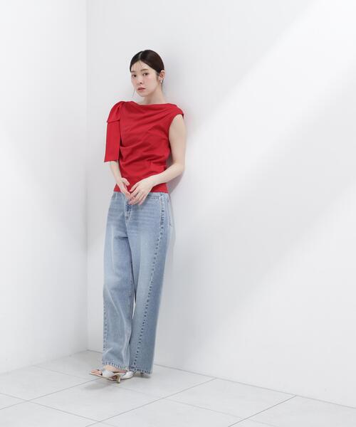 PROPORTION BODY DRESSING(プロポーションボディドレッシング)の「アシメリボンカットソー / 1216260601(Tシャツ/カットソー・レディース・ホワイト系その他/レッド/ネイビー・SMALL/MEDIUM)」の5枚目の写真