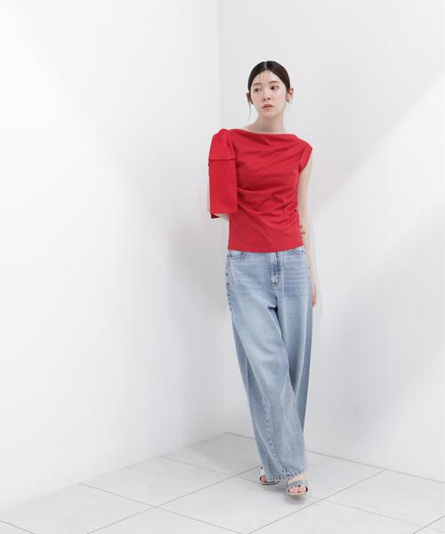 PROPORTION BODY DRESSING(プロポーションボディドレッシング)の「アシメリボンカットソー / 1216260601(Tシャツ/カットソー・レディース・ホワイト系その他/レッド/ネイビー・SMALL/MEDIUM)」の6枚目の写真