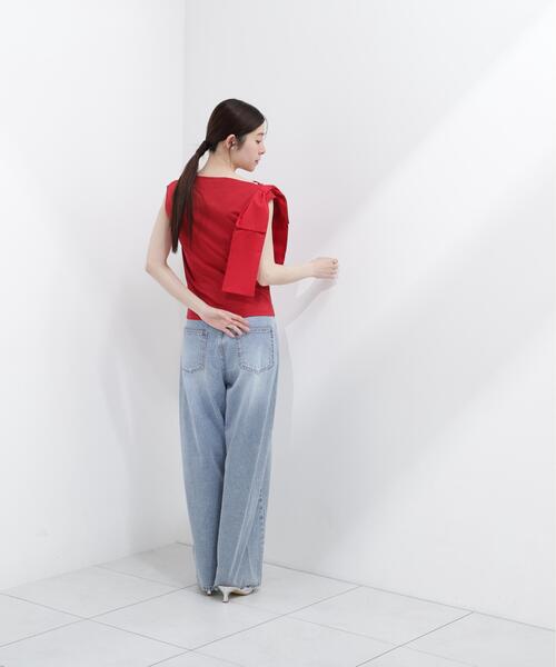 PROPORTION BODY DRESSING(プロポーションボディドレッシング)の「アシメリボンカットソー / 1216260601(Tシャツ/カットソー・レディース・ホワイト系その他/レッド/ネイビー・SMALL/MEDIUM)」の7枚目の写真