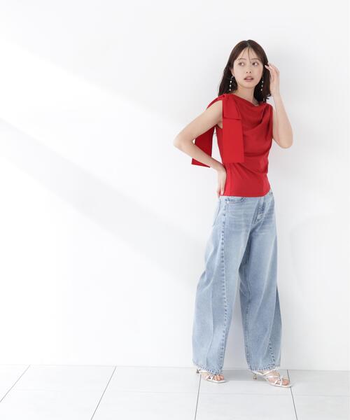 PROPORTION BODY DRESSING(プロポーションボディドレッシング)の「アシメリボンカットソー / 1216260601(Tシャツ/カットソー・レディース・ホワイト系その他/レッド/ネイビー・SMALL/MEDIUM)」の8枚目の写真