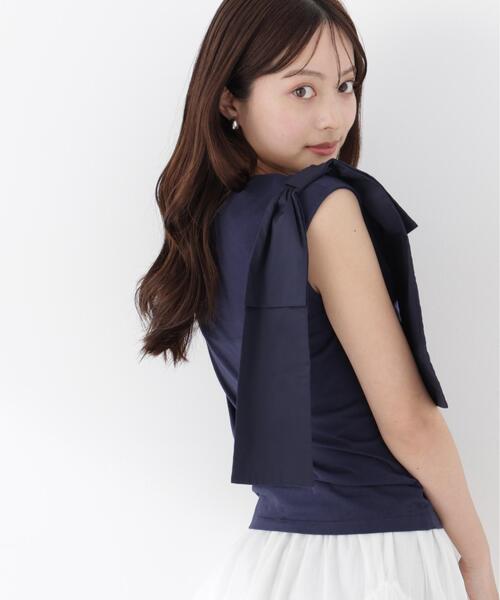 PROPORTION BODY DRESSING(プロポーションボディドレッシング)の「アシメリボンカットソー / 1216260601(Tシャツ/カットソー・レディース・ホワイト系その他/レッド/ネイビー・SMALL/MEDIUM)」の4枚目の写真