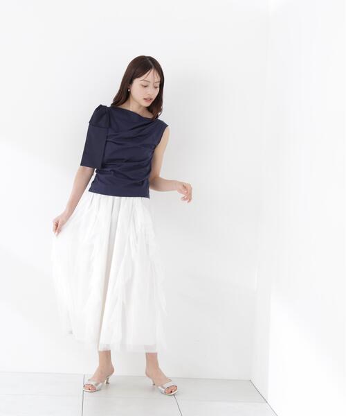 PROPORTION BODY DRESSING(プロポーションボディドレッシング)の「アシメリボンカットソー / 1216260601(Tシャツ/カットソー・レディース・ホワイト系その他/レッド/ネイビー・SMALL/MEDIUM)」の6枚目の写真