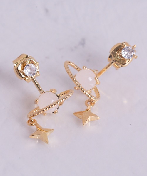 LINFA　（リンファ）の「立体コスモモチーフ　ドロップデザインピアス（ピアス（両耳用）・レディース・ゴールド/ピンクゴールド/シルバー・FREE）」の10枚目の写真