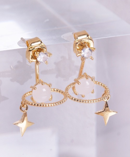LINFA　（リンファ）の「立体コスモモチーフ　ドロップデザインピアス（ピアス（両耳用）・レディース・ゴールド/ピンクゴールド/シルバー・FREE）」の12枚目の写真
