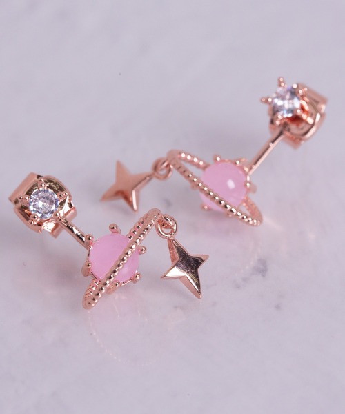 LINFA　（リンファ）の「立体コスモモチーフ　ドロップデザインピアス（ピアス（両耳用）・レディース・ゴールド/ピンクゴールド/シルバー・FREE）」の14枚目の写真