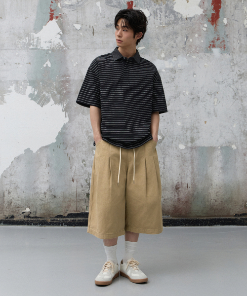 AGOD（エージーオーディー）の「ツーピンタックバンディングストリングバミューダパンツ[ベージュ]（その他パンツ・レディース・その他・SMALL/MEDIUM/LARGE/X-LARGE）」の3枚目の写真