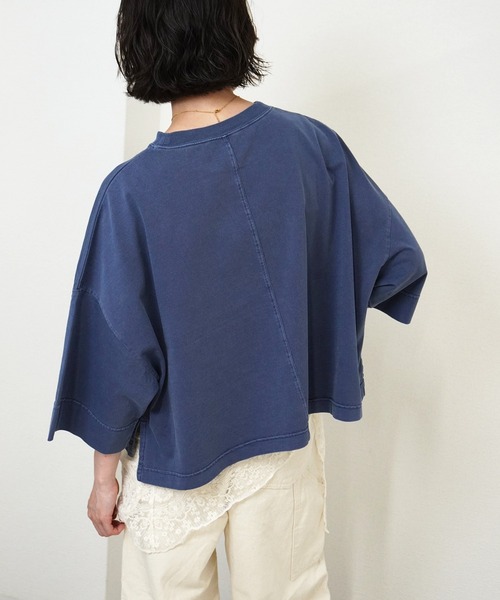 gossara(ゴサラ)の「【自然と目を引くデザイン】ピグメントオーバーロゴT(Tシャツ/カットソー・レディース・ネイビー/ダークブラウン/オフホワイト・FREE)」の13枚目の写真