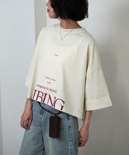 gossara(ゴサラ)の「【自然と目を引くデザイン】ピグメントオーバーロゴT(Tシャツ/カットソー・レディース・ネイビー/ダークブラウン/オフホワイト・FREE)」の21枚目の写真