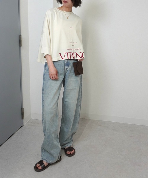 gossara(ゴサラ)の「【自然と目を引くデザイン】ピグメントオーバーロゴT(Tシャツ/カットソー・レディース・ネイビー/ダークブラウン/オフホワイト・FREE)」の19枚目の写真