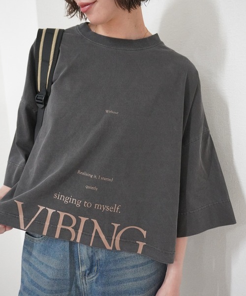 gossara(ゴサラ)の「【自然と目を引くデザイン】ピグメントオーバーロゴT(Tシャツ/カットソー・レディース・ネイビー/ダークブラウン/オフホワイト・FREE)」の11枚目の写真