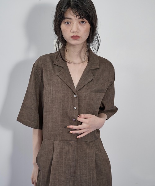 THE YOn(ザヨン)の「ハーフスリーブシャツオールインワン(サロペット/オーバーオール・レディース・ピンク/ブラウン/ブラック・M/S)」の7枚目の写真