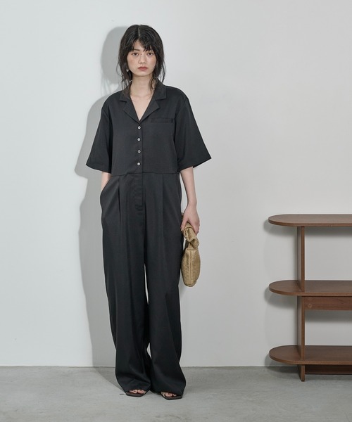 THE YOn(ザヨン)の「ハーフスリーブシャツオールインワン(サロペット/オーバーオール・レディース・ピンク/ブラウン/ブラック・M/S)」の14枚目の写真