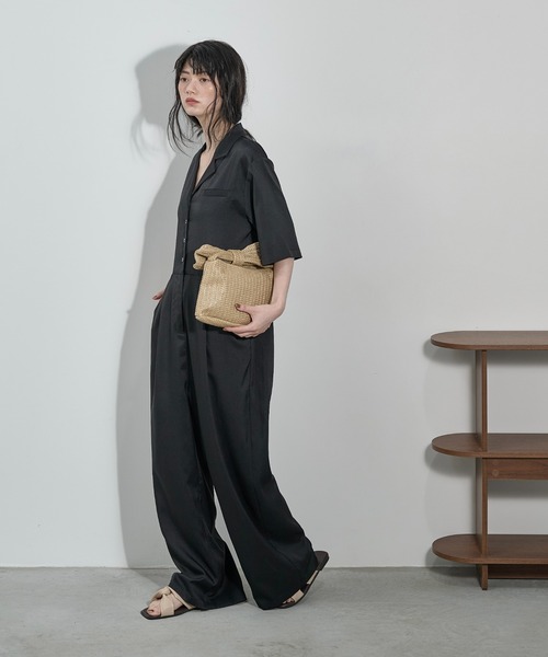 THE YOn(ザヨン)の「ハーフスリーブシャツオールインワン(サロペット/オーバーオール・レディース・ピンク/ブラウン/ブラック・M/S)」の15枚目の写真