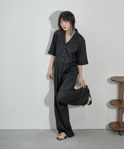 THE YOn(ザヨン)の「ハーフスリーブシャツオールインワン(サロペット/オーバーオール・レディース・ピンク/ブラウン/ブラック・M/S)」の17枚目の写真