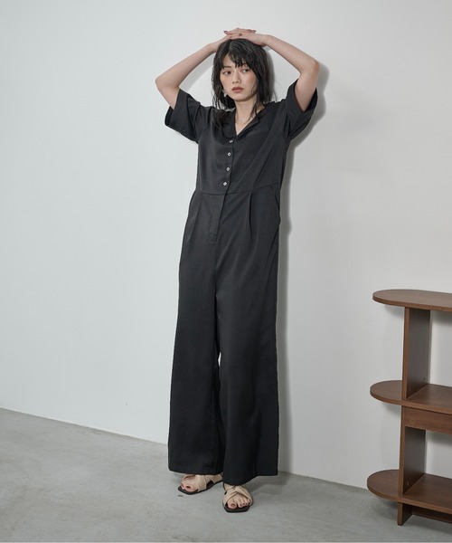 THE YOn(ザヨン)の「ハーフスリーブシャツオールインワン(サロペット/オーバーオール・レディース・ピンク/ブラウン/ブラック・M/S)」の20枚目の写真