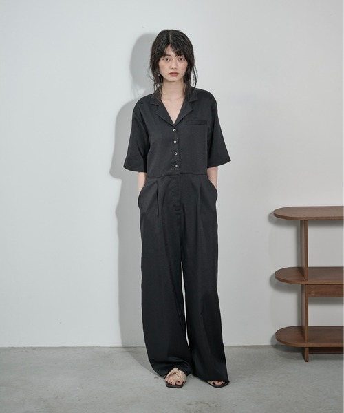 THE YOn(ザヨン)の「ハーフスリーブシャツオールインワン(サロペット/オーバーオール・レディース・ピンク/ブラウン/ブラック・M/S)」の18枚目の写真