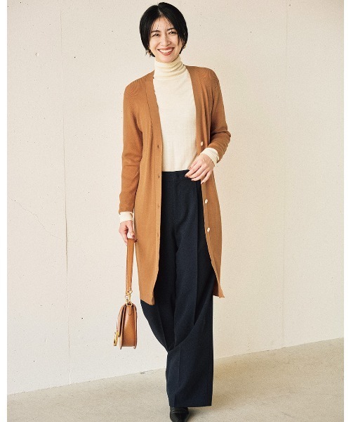 DoCLASSE( ドゥクラッセ)の「シルクニット・細リブロングカーディガン(カーディガン/ボレロ・レディース・キャメル・M/S)」の5枚目の写真
