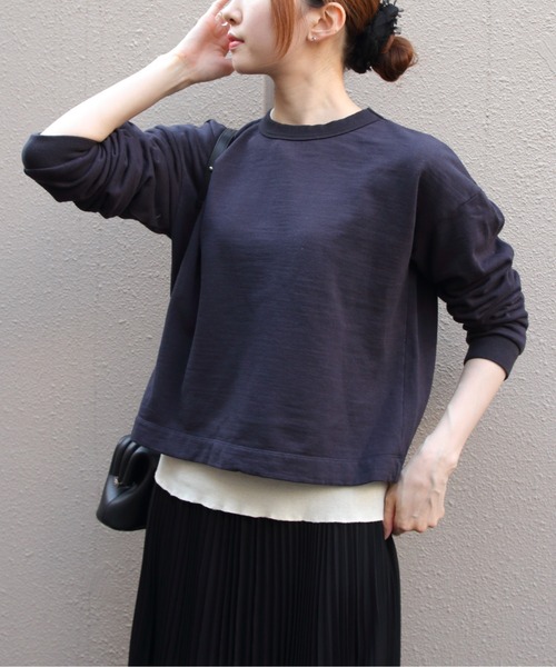 MEYAME（メヤメ）の「MEYAME/メヤメ　ライトソフトショートスウェット　LIGHT SOFT SHORT SWEAT　MEY-2506（スウェット・レディース・オフホワイト/チャコールグレー・FREE）」の6枚目の写真
