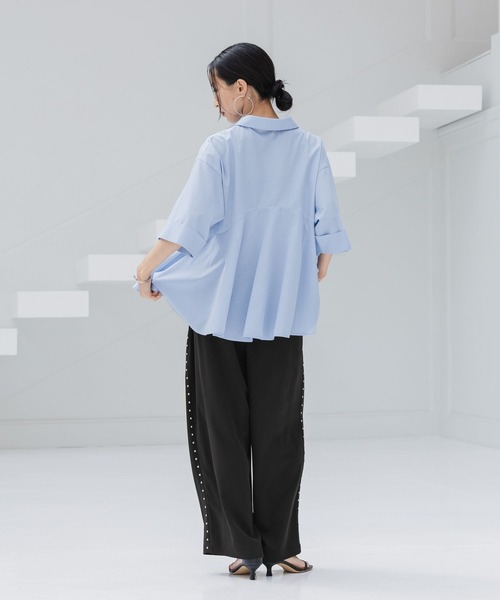 HEREIAM(ヘレイアム)の「【HEREIAM】スラブペプラムシャツ(シャツ/ブラウス・レディース・ライトブルー/ホワイト/ブラック・FREE)」の19枚目の写真