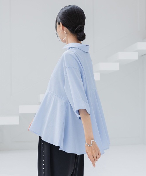 HEREIAM(ヘレイアム)の「【HEREIAM】スラブペプラムシャツ(シャツ/ブラウス・レディース・ライトブルー/ホワイト/ブラック・FREE)」の21枚目の写真